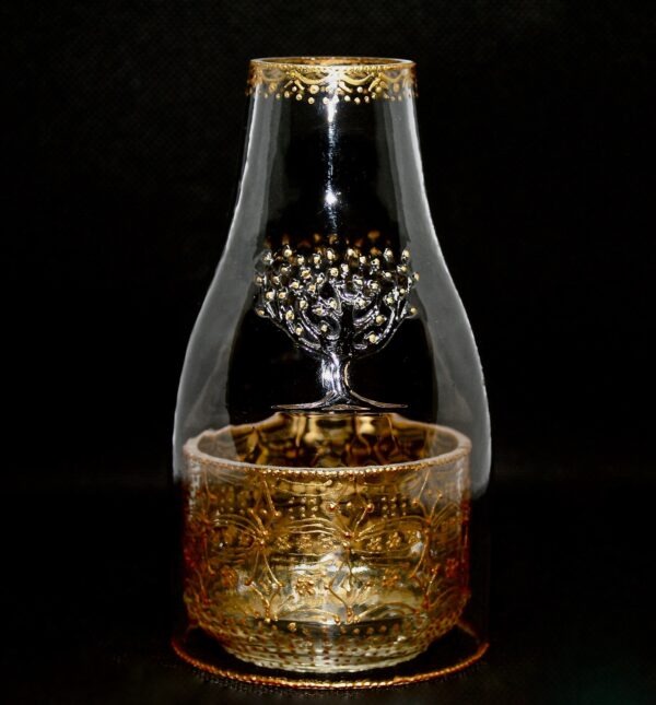 Gold Clear glass tea light holder with cover