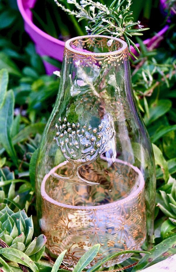 Gold Clear glass tea light holder with cover - Image 3