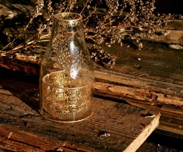 Gold Clear glass tea light holder with cover - Image 2