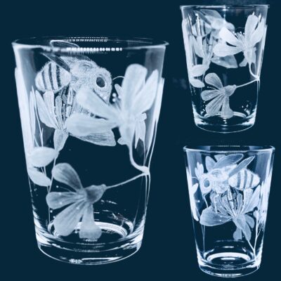 Hand Engraved with Bee &  flowers design