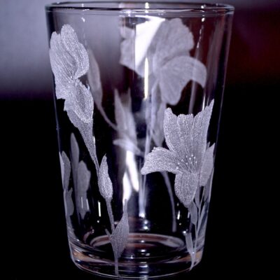 Hand Engraved glass tumbler - Flower design