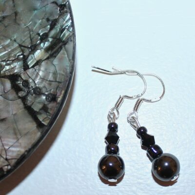 Grey & black drop earrings