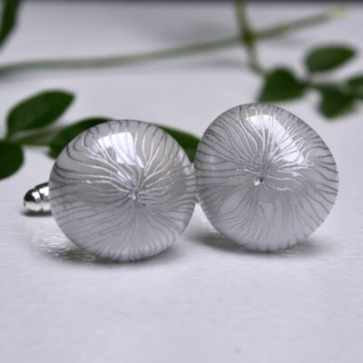 Cream & Silver large cufflinks