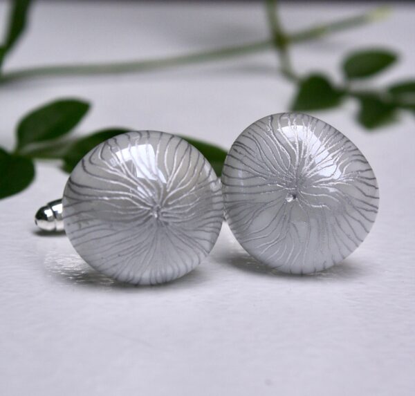 Cream & Silver large cufflinks