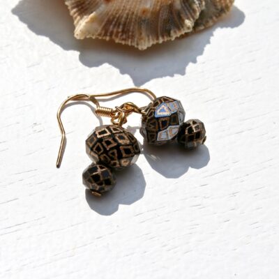 Hand Engraved Opulent black drop earrings