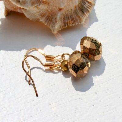 Hand Engraved Opulent gold engraved drop earrings