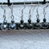 Hand Engraved Opulent drop earrings black & silver - Image 2