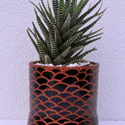 Opulent pot & plant - Dark brown/copper/Zebra