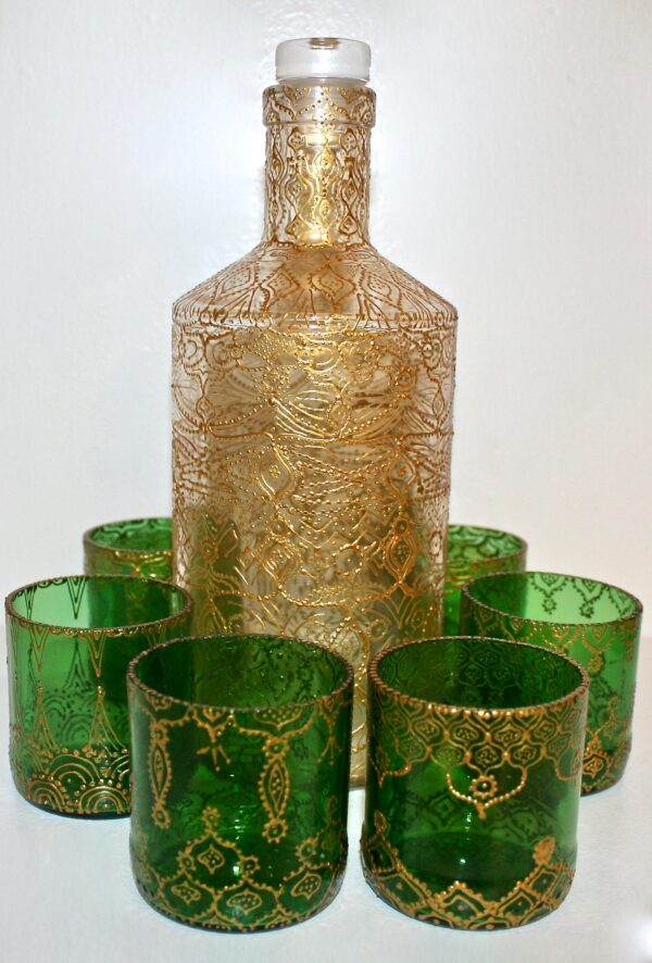 Gold Decanter -  Hand painted - Image 2