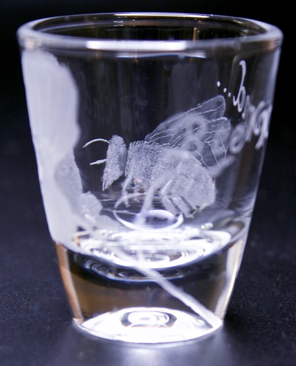 Elaborate Hand engraved shot glass (Bee Kind) - Image 10