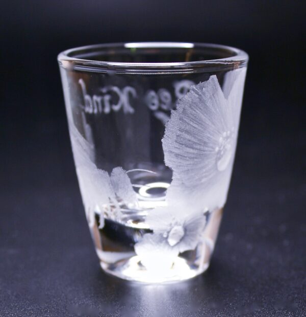 Elaborate Hand engraved shot glass (Bee Kind) - Image 5