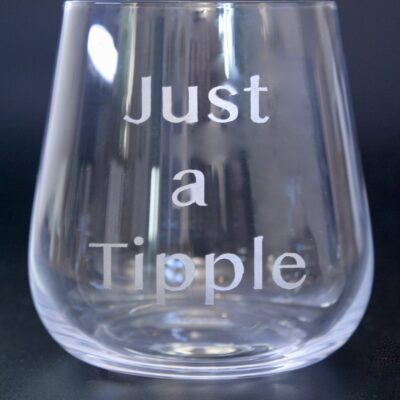 Rocks Tumbler (Crystal) 320ml - Etched in silver - ("Just a Tipple")
