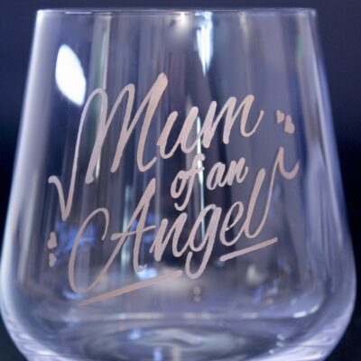 Rocks Tumbler (Crystal) 320ml - Etched in gold - ("Mum of an Angel")
