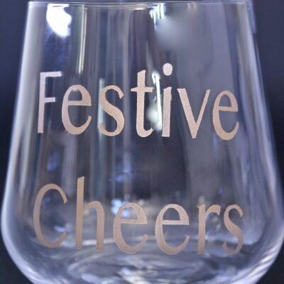 Rocks Tumbler (Crystal) 320ml - Etched in gold - ("Festive cheers")