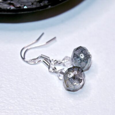Hand Engraved Opulent drop earrings grey crystal