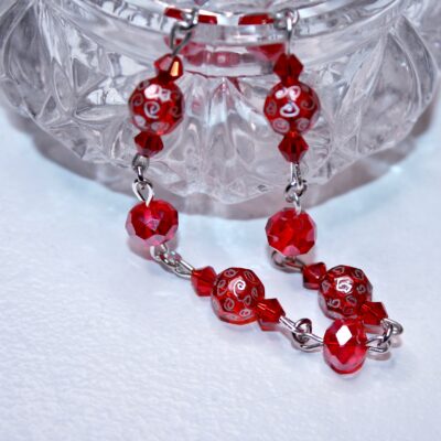Hand Engraved Opulent red & silver crystal bracelet