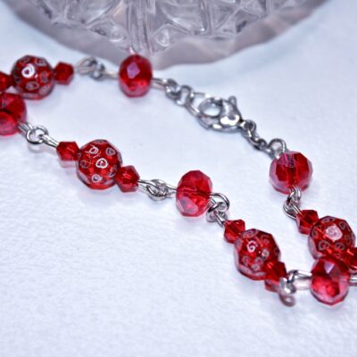 Opulent red & silver crystal engraved bracelet