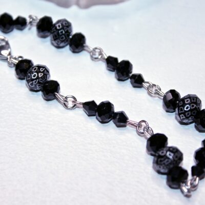 Opulent Black & silver crystal engraved bracelet
