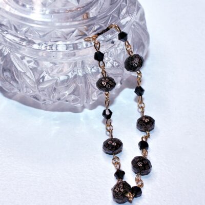 Opulent black & gold crystal engraved bracelet