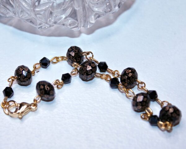 Opulent black & gold crystal engraved bracelet - Image 2