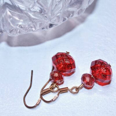 Hand Engraved Opulent drop earrings red & gold