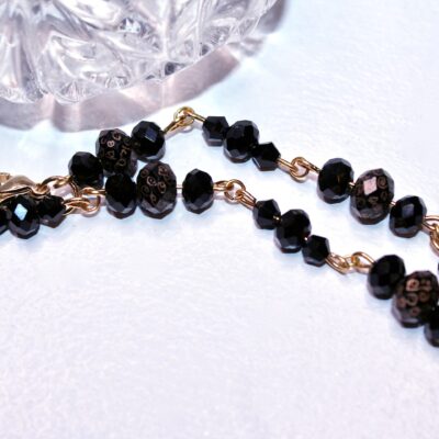 Hand Engraved Opulent black & gold crystal bracelet