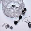 Hand Engraved Opulent drop earrings black & silver - Image 4
