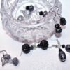 Hand Engraved Opulent drop earrings black & silver - Image 3