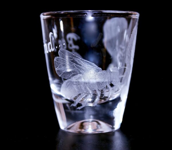 Elaborate Hand engraved shot glass (Bee Kind) - Image 7