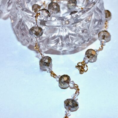 Opulent oyster crystal & gold engraved bracelet