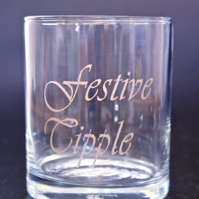 Rocks Tumbler (Tempered glass) 330ml - Etched in gold ("Festive Tipple")