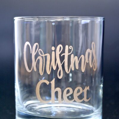 Rocks Tumbler (Tempered glass) 330ml - Etched in gold ("Christmas Cheer")