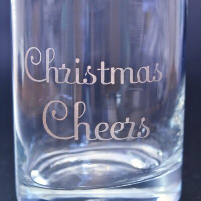 Rocks Tumbler (Tempered glass) 330ml - Etched in gold ("Christmas Cheers")